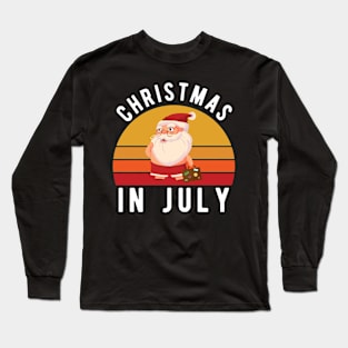 Christmas In July T-Shirt Funny Santa Summer Beach Vacation Long Sleeve T-Shirt
